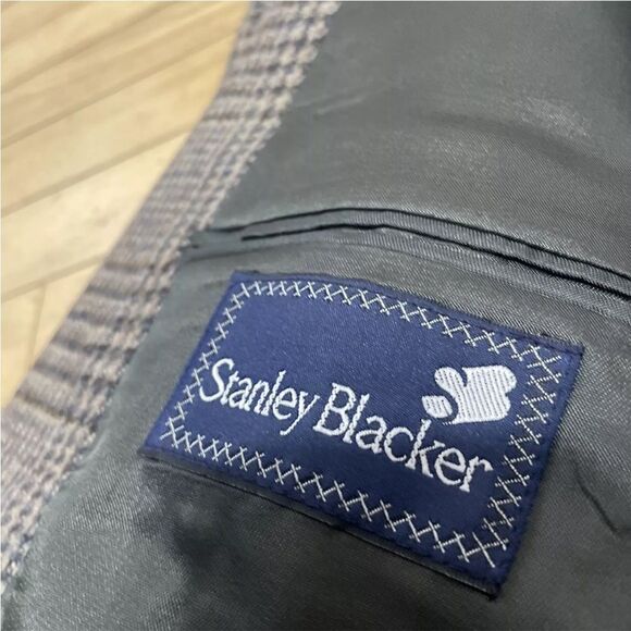 STANLEY BLACKER Blazer Mens 43R Tweed Gray Brown Plaid 100% Wool Jacket 51804 - Picture 5 of 16